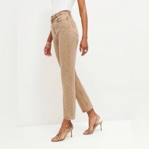 Reformation Cynthia High Rise Straight Leg Tan Jeans